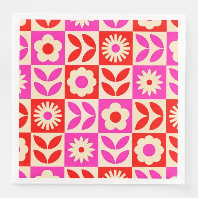 Lebhaftes Retro-Muster Serviette (Vorderseite)