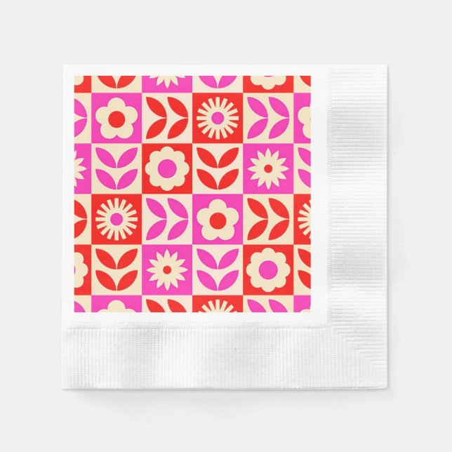Lebhaftes Retro-Muster Serviette (Vorderseite)