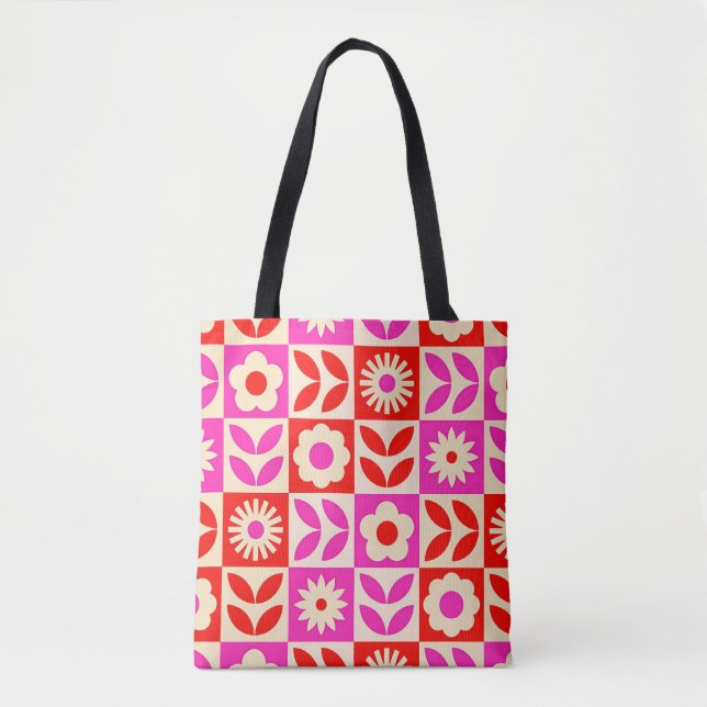 Lebhaftes Retro-Muster Tasche (Vorderseite)