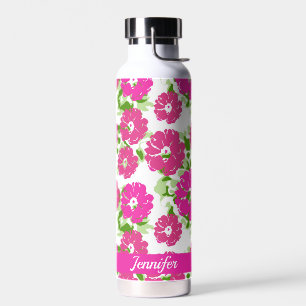 Lebhaftes rosa Abstraktes Blumendesign   PERSONALI Trinkflasche