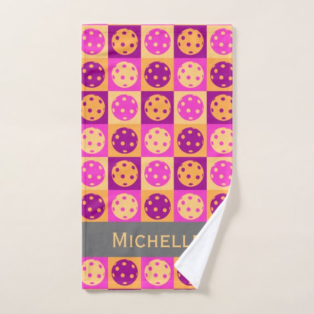 Lebhaftes rosa Pickleball-Muster Handtuch (Handtuch)
