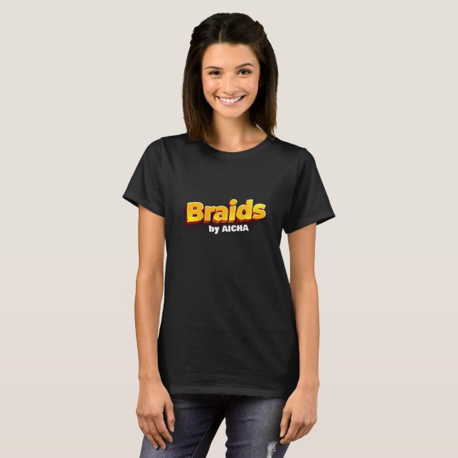 Lebhaftes, rosa und gelbes afrikanisches Haarflech T-Shirt (Vorne ganz)
