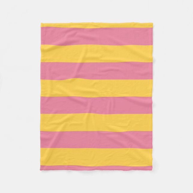 Lebhaftes rosa und gelbes vertikal gestreiftes Mus Fleecedecke (Vorderseite)