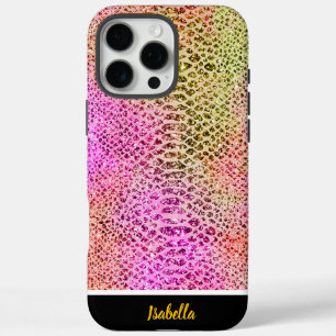 Lebhaftes rosa und grünes Snakeskin-Design iPhone 16 Pro Max Hülle