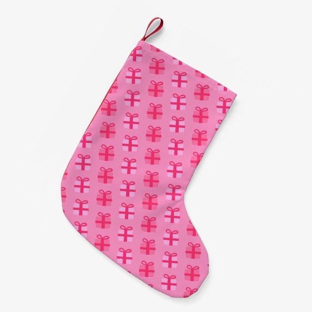Lebhaftes, rosa Weihnachtsgeschenk Muster Kleiner Weihnachtsstrumpf (Vorderansicht (hängend))
