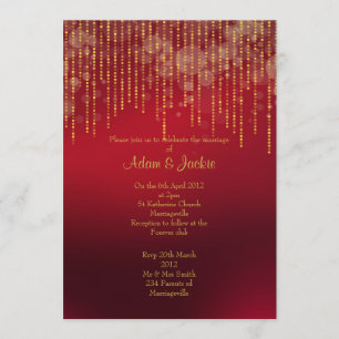 Lebhaftes Rot- und Goldblatt ELEGANT WEDDING Einladung