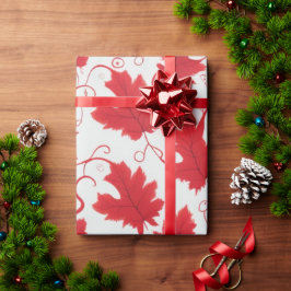 Lebhaftes rotes Ahornleaf-Muster Geschenkpapier