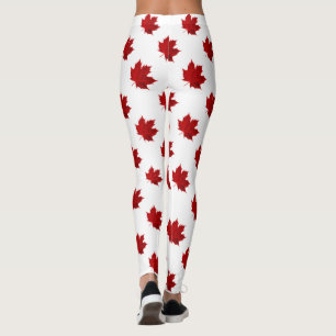 Lebhaftes rotes Ahornleaf-Muster Leggings
