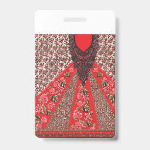 Lebhaftes rotes Gewebe, mit viel Blumen und Ausweis