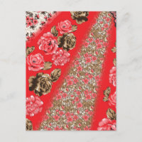 Lebhaftes rotes Gewebe, mit viel Blumen und