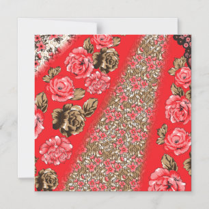 Lebhaftes rotes Gewebe, mit viel Blumen und Magneteinladung