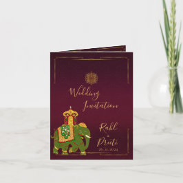 Lebhaftes rotes Gold mit Lord Ganesh Indian Weddin Einladung