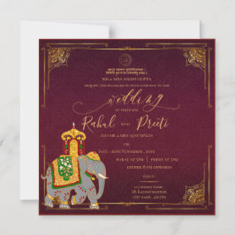 Lebhaftes rotes Gold mit Lord Ganesh Indian Weddin Magneteinladung