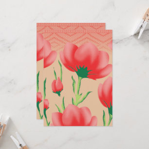 Lebhaftes rotes Stoffdesign mit Blumenmuster Einladung
