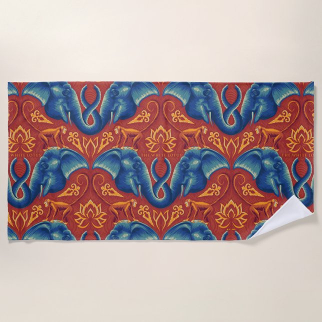 Lebhaftes Safari Tapestry-Muster - Der weiße Lotus Strandtuch (Vorderseite)
