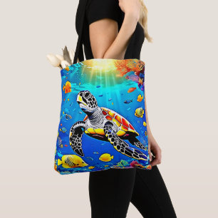 Lebhaftes Schildkrötenriff Tasche