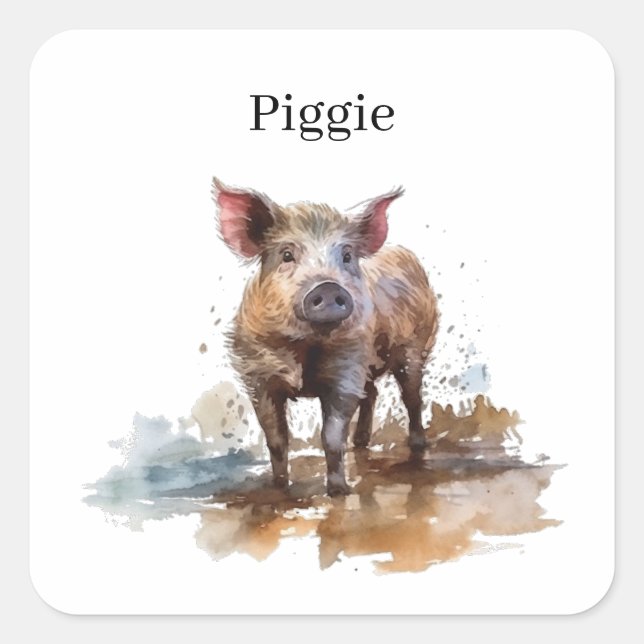 Lebhaftes Schwein, Brauch Quadratischer Aufkleber (Vorderseite)