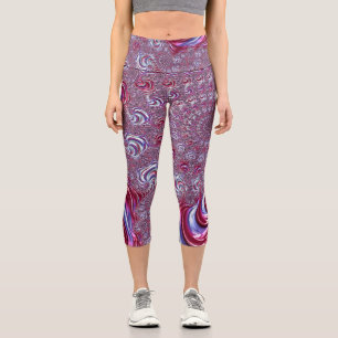 Lebhaftes Shiny Groovy Trippy Spiraling Fraktal Ar Capri Leggings