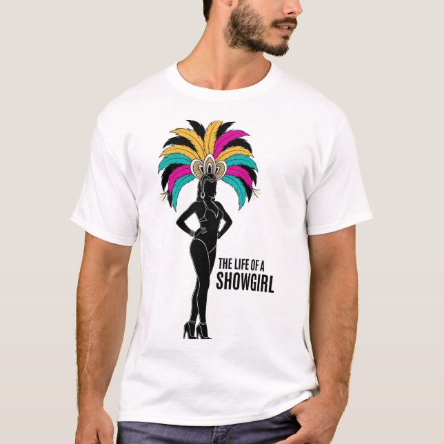 Lebhaftes Showgirl mit gefederten Kopfprägungen T-Shirt (Vorderseite)