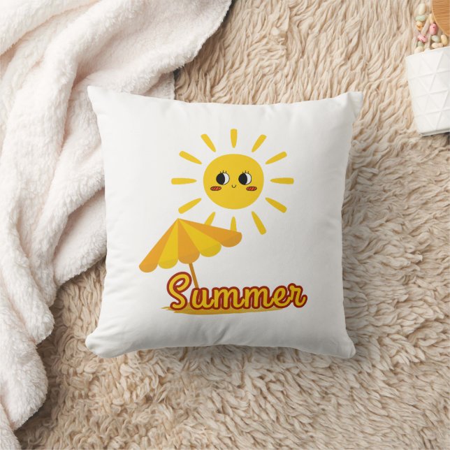 Lebhaftes Sommersonnendesign Kissen (Decke)