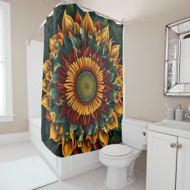 Lebhaftes Sonnenblumendesign Duschvorhang (Beispiel)