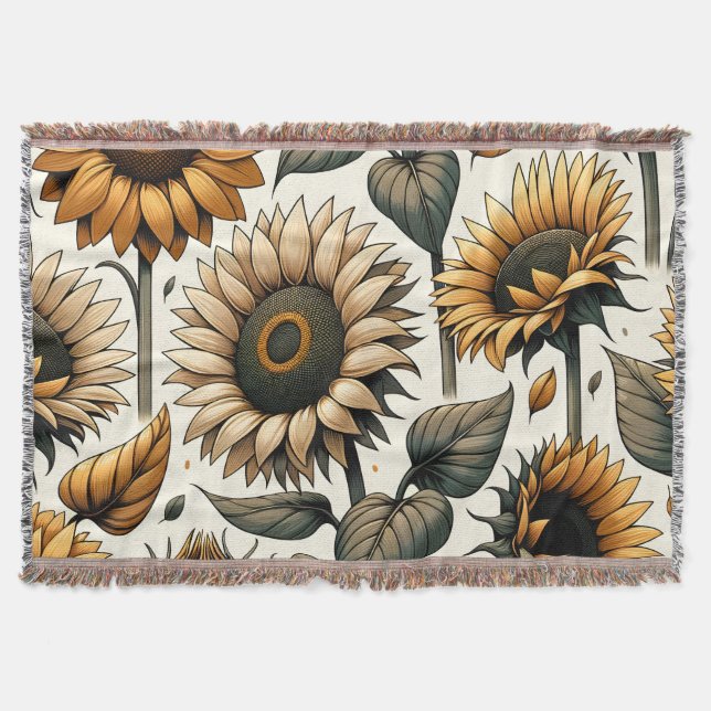 Lebhaftes Sonnenblumenmuster Decke (Vorderseite)