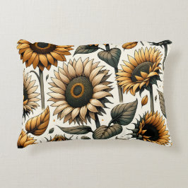 Lebhaftes Sonnenblumenmuster Dekokissen