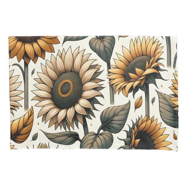 Lebhaftes Sonnenblumenmuster Kissenbezug (Vorderseite)