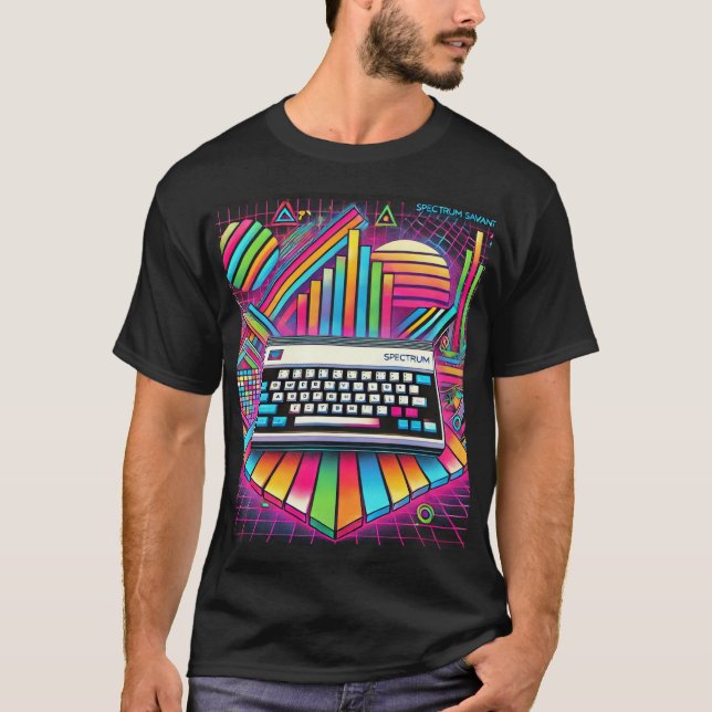 "Lebhaftes Spectrum Savant Design - Retro 80er T-Shirt (Vorderseite)