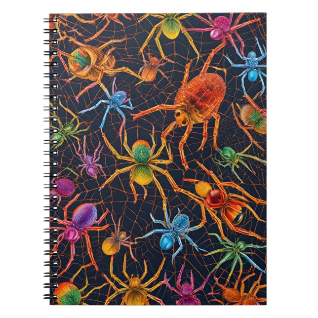 Lebhaftes Spider Web-Notebook - Farbiges Design Notizblock (Vorderseite)