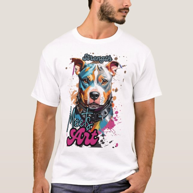Lebhaftes Splash Pit Bull Design T-Shirt (Vorderseite)