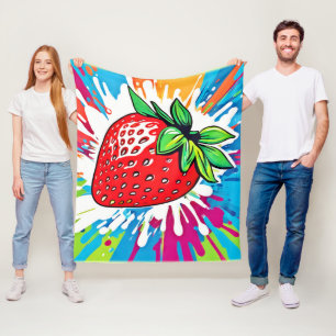 Lebhaftes Strawberry Artwork Fleecedecke