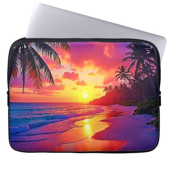 Lebhaftes Sunset Beach Traumdesign Laptopschutzhülle (Vorderseite)