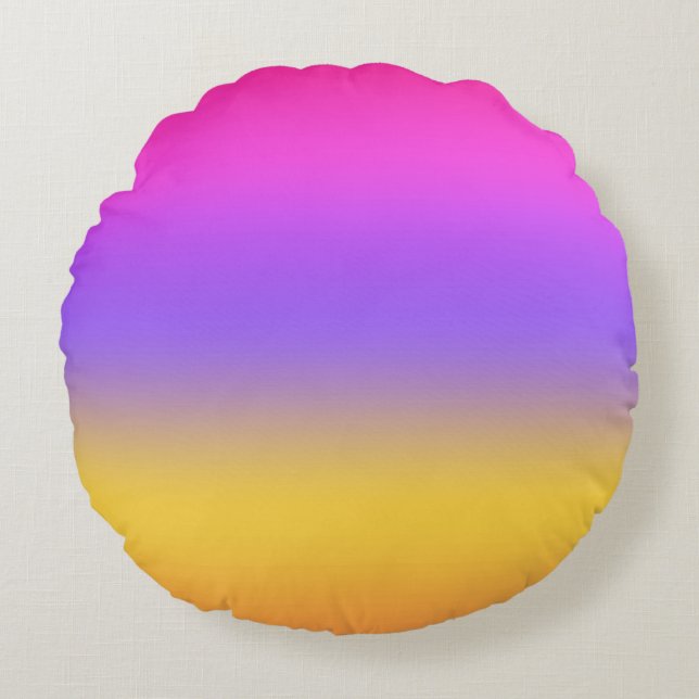 Lebhaftes Sunset Ombre Gradient Design Rundes Kissen (Vorderseite)