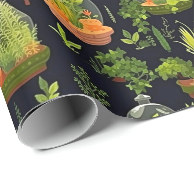 Lebhaftes Terrarium Decoupage Wrapping Paper Geschenkpapier (Rolleneckpunkt)