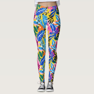 Lebhaftes tropisches Abstraktes Leaf farbenfroh Ge Leggings