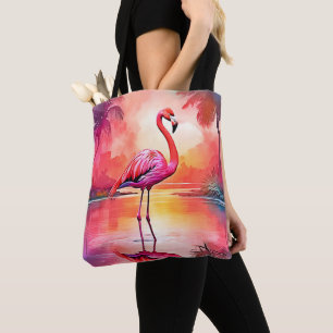 Lebhaftes tropisches Flamingo-Glühdesign Tasche