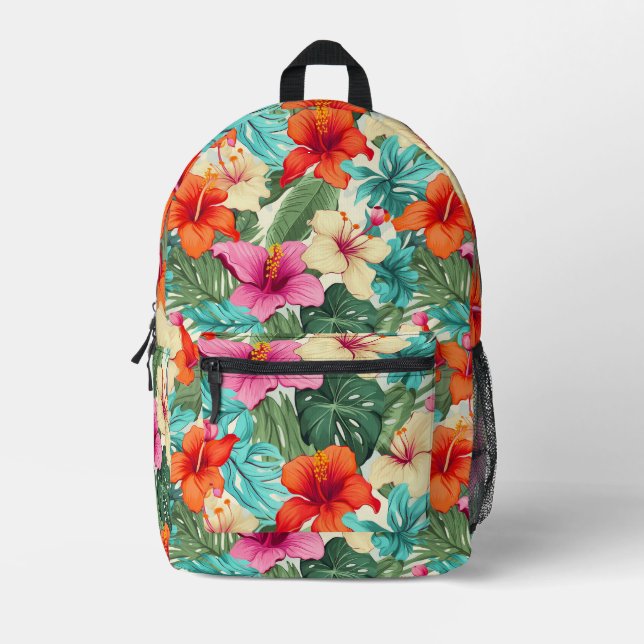 Lebhaftes tropisches Muster Bedruckter Rucksack (Vorderseite)