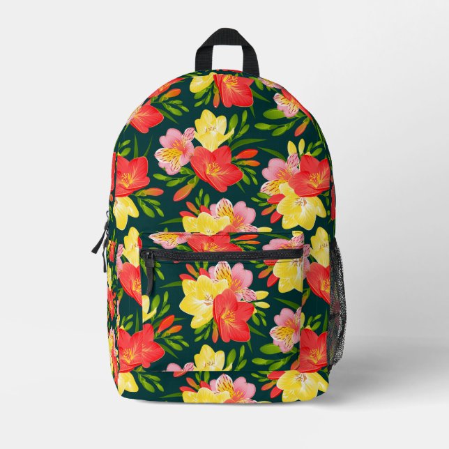 Lebhaftes tropisches Muster Bedruckter Rucksack (Vorderseite)