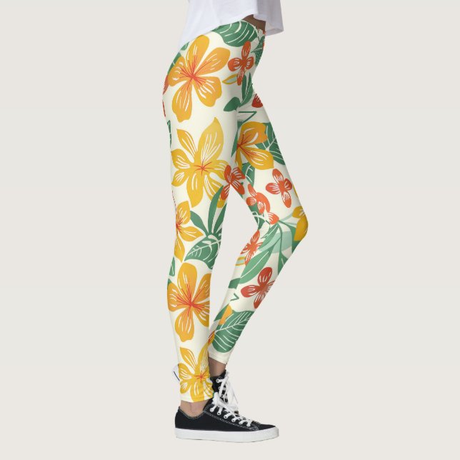 Lebhaftes tropisches Muster Leggings (Rechts)