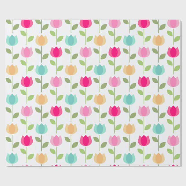 Lebhaftes Tulip Blooms Wrapping Paper Geschenkpapier (Saum)