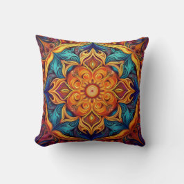 Lebhaftes und Verziertes Mandala Artwork Kissen