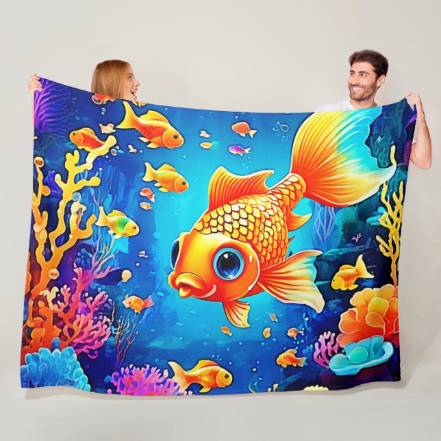 Lebhaftes Unterwasser-Fisch-Weltdesign Fleecedecke (Beispiel)