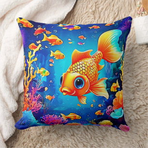 Lebhaftes Unterwasser-Fisch-Weltdesign Kissen
