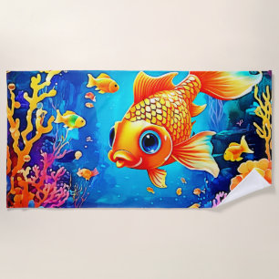Lebhaftes Unterwasser-Fisch-Weltdesign Strandtuch