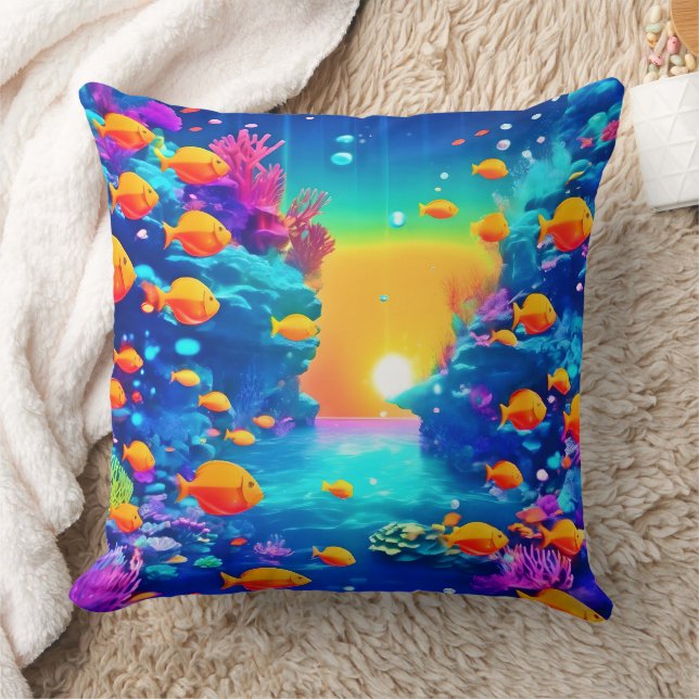 Lebhaftes Unterwasserparadies gefunden Kissen (Decke)
