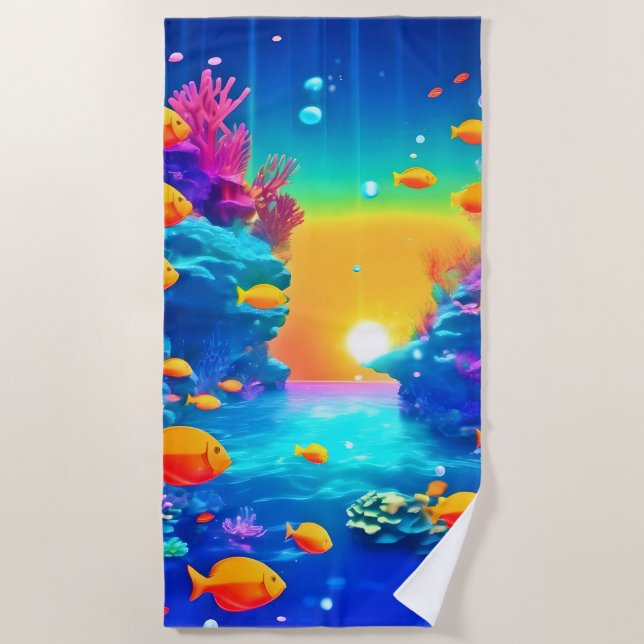 Lebhaftes Unterwasserparadies gefunden Strandtuch (Vorderseite)