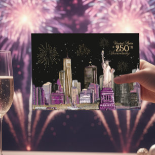 Lebhaftes US-amerikanisches Halbzeitpink Lila NYC Einladung