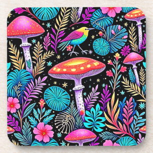Lebhaftes, verzaubertes Forest Mushroom Artwork Getränkeuntersetzer