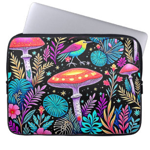 Lebhaftes, verzaubertes Forest Mushroom Artwork Laptopschutzhülle